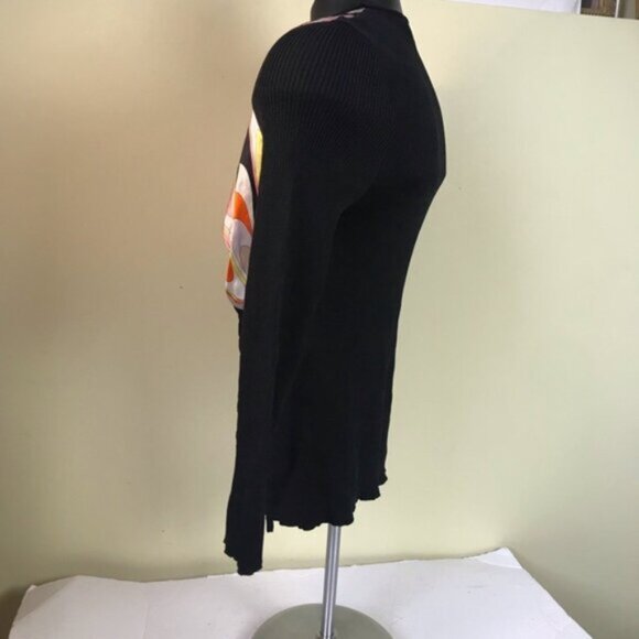 EMILIO PUCCI Silk Graphic Abstract Print Tie Front Cardigan Knit Sweater Top 8 - Picture 12 of 16